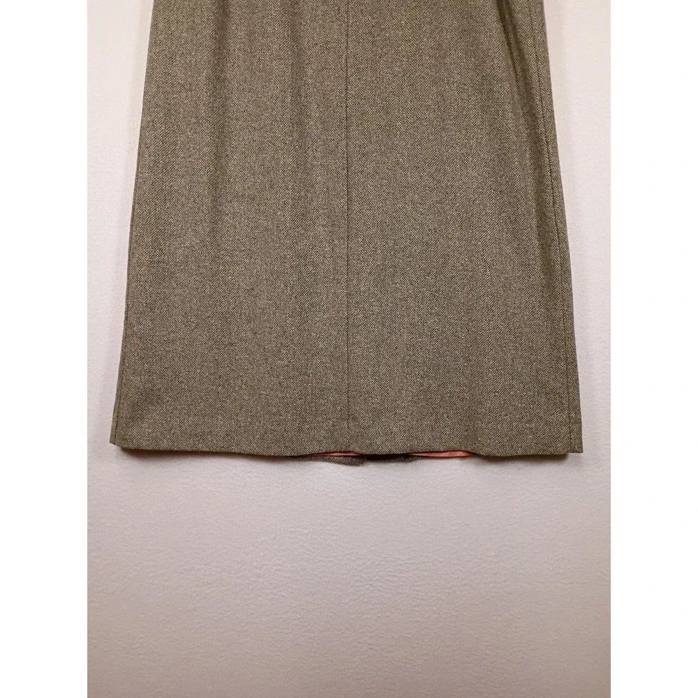 Dark Academia David Brooks Womens 14 Brown Wool Blend Tweed Midi Skirt Slit